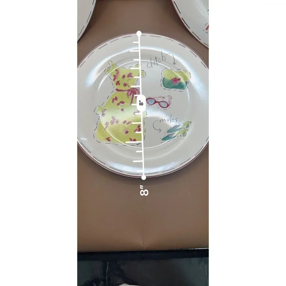 CIB Paper Dolls Fashion Salad Plates Set of 4 Boxed 8 Inch Ceramic